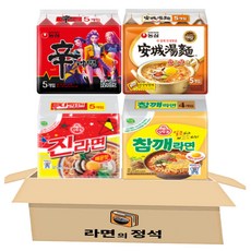 [라면의정석] 봉지 라면 세트 4종 (신라면 5입 + 안성탕면 5입 + 진라면매운맛 5입 +참깨라면 4입) 인기라면4종(, 1세트