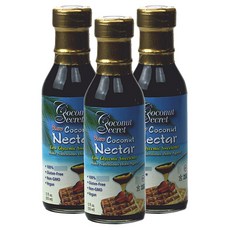 코코넛시크릿 로우 코코넛 넥타 로우 글리세믹 스위트너 글루텐 프리 비건, 355ml, 3개
