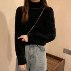 앙고라스웨터 터틀넥 하이넥 니트 스웨터 루즈