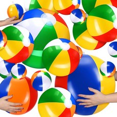 Sratte 공기 주입식 비치볼 20개 다양한 사이즈 여름 수영장 공 성인용 하와이 루아우 파티 용품(무지개 클래식), Sratte 공기 주입식 비치볼 20개, 다양한 사이즈