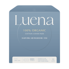 이너생각 루에나 유기농 순면커버 생리대 날개형, 1개, 12매, 대형