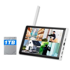 화면 무선 보안 야외 카메라 시스템 감시 오디오 비디오 레코더, 미국 플러그, 3. NVR With 1TB, D. 영국 플러그