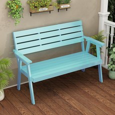 컬러 야외벤치 방부 방수 야외벤치 2인 3인 목재 원목 벤치 방부 방수 야외벤치 공원의자 정원 테라스 마당 조경 정원벤치의자, 파란색