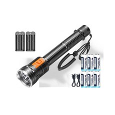深海雷神潛水手電筒 專業級P100強光夜潛照明燈 大功率超亮, 【6電 2充】微笑鯊 SD-7111