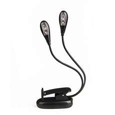 카멜리안 악보 보면대 2 Head 4 LED 8 LED 북라이트 클립 조명 라이트, 4LED블랙