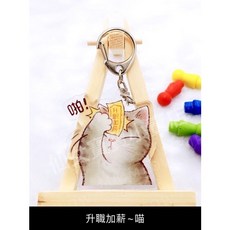 壓克力貓咪鑰匙圈 升職加薪祝福吊飾 雙面圖案書包掛飾, 升職加薪喵, 1個