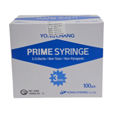 용창 3ml 24G 일회용주사기 100개입 멸균 주사기 병원용, 1박스