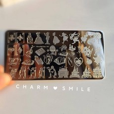 네일 템플릿 만화 캐릭터 스탬핑 플레이트 프렌치 라인 기하학 꽃 잎 동물 이미지 스테인레스 스틸 아트 스텐실, 옵션55) CJT-103, 1개