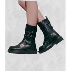 솔트앤초콜릿 라운드 토 버클 바이커 부츠 412446002 (5.5cm1color) 217240