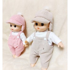 군밤모자+멜빵바지+상의티 (인형미포함 콩콩이 호환옷), 솜바디 콩콩이옷, 인디핑크