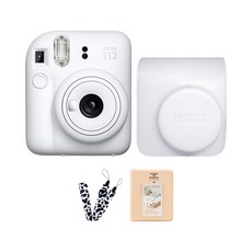 후지 인스탁스 미니12 즉석카메라+가죽케이스/스트랩+전용앨범, 클레이화이트/화이트, 1개