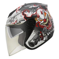 小丑圖案輕量化摩托車頭盔，安全舒適，個性風格騎士必備, 小丑二代