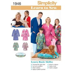 Simplicity 1946 Learn to Sew 어린이 청소년 및 성인용 로브 바느질 패턴 청소년 사이즈 XS-L 및 성인 사이즈 XS-XL, Simplicity 1946 Learn to Sew 어