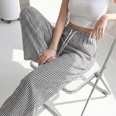 라뷰드 시원한 스트라이프 밴딩 와이드 팬츠 여성 줄무늬 트레이닝 긴바지 여자 단가라 바지 데일리 캐주얼 하의