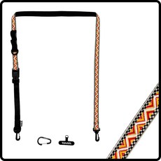 WasangShow 花生騷 原民風格圖織多功能背繩快扣款(三角橘紅) 快扣設計，方便拆卸，多功能用途，展現個人品味, 1個