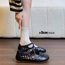 樂福鞋女夏季復古韓國寬楦圓頭網布面鏤空休閑鞋輕量平底舒適懶人涼鞋厚底防滑大碼豆豆鞋一脚蹬女鞋通勤時尚百搭瑪麗珍娃娃鞋黑色女休閒鞋, 無具體規格, 黑色