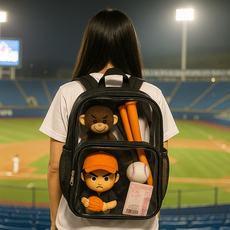 블리버킷 야구 직관가방 투명 백팩, 1개, 블랙