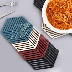 멀티 다용도 육각 티코스터 컵 냄비 카페 커피잔 받침 (블랙)