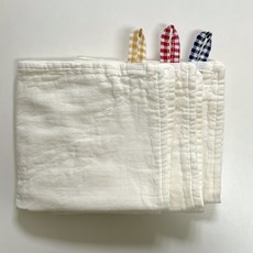 [10+1] 하솜 정련된 3겹 4겹 어린이집 무형광 순면 주방 고리 손수건 소창 행주 답례품, 1개, 깅엄체크 네이비, 3겹, 이름표라벨 구매 X
