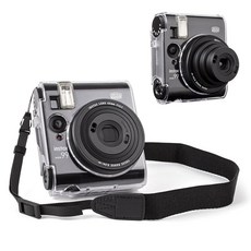 HIYQIN 후지 미니 99 카메라 케이스 조절 가능한 어깨끈이 있는 Instax 즉석 카메라와 호환되는 레트로 PU 가죽 보호 케이스 - 블랙, Mini 99-Clear, Mini 99 Case