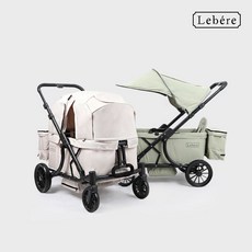 2025 르베르 접이식 유아웨건 쌍둥이 유모차 캐노피 2인용, 올리브그린(메쉬출입구X)
