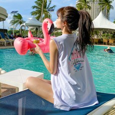 비키비키 캘리 여성 래쉬가드 상의 민소매 빅사이즈 비치웨어 수영복 UPF50+