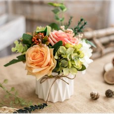 仿真花植物花藝小盆栽 室內家居擺件設客廳辦公桌裝飾 假花乾花花束花瓶 園藝插花擺件, 遲暮（包含花瓶）