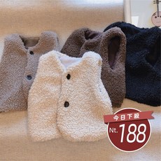 韓版男女童加絨加厚毛絨背心外套 兒童保暖上衣 JB01