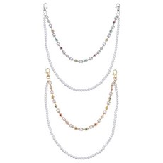 PLIGREAT 레이어드 팬츠 체인 2개 라인스톤 펄 지갑 체인 남성용 여성용 펑크 청바지 키링 장식 액세서리 랍스터 클래스프 골드 및 실버, PLIGREAT 레이어드 팬츠 체인 2개, 라인스톤 펄