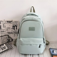 SUNIAO 簡約防水尼龍後背包 大容量書包電腦包 輕量雙肩旅行包, 綠色單包
