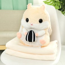 햄스터 쿠션담요 고양이 곰 발바닥 무릎담요 차량용 쿠션 담요 인형 극세사담요 인형쿠션, 쿠션담요-햄스터 옐로우