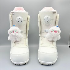 1+1] 스키 스노보드 신발 장식 / 귀여운 인형 키링 고리, 1개, 화이트 플러시 몬스터 한 쌍