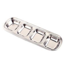 스텐 사각 양념 소스접시 미니 반찬접시 노지캠핑 모토캠핑 등산, 1개, 4구