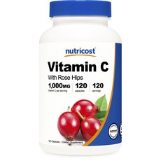 nutricost 維生素C玫瑰果膠囊 1000mg, 120顆, 1罐