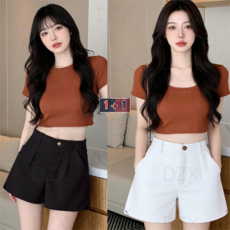DZX 여성 여름 하이웨스트 루즈핏 A라인 반바지 빅사이즈 패션 데일리 반바지 1+1