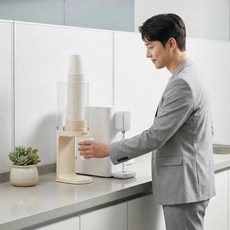 픽코어 컵 디스펜서 노터치 종이컵 사무실 정수기 부착식 테이블 가정용, 1개, 크림색