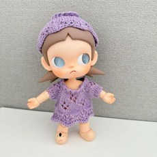 팝마트 지거 zsiga BJD 20cm 인형 액션 피규어 인형옷 니트 스커트 모자 세트, 20CM 가지 자매 옷에는 인형이 포함되지 않습니다, 니트 퍼플 스커트 모자 세트