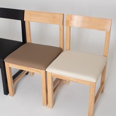 가나 원목의자 쿠션 식탁 카페 체어, 2개, 내추럴_아이보리