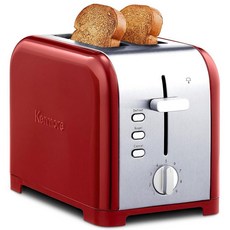 KOOLATRON Kenmore 2슬라이스 토스터 - 컬러 터치 스크린 및 6가지 쉐이드 설정 엑스트라 와이드 슬롯 디지털 카운트다운 타이머 맞춤형 스마트 프리셋 재가열, Red