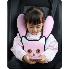 卡通造型兒童安全帶護肩，柔軟舒適保護頸部，行車安全必備, 粉色兔子, 1個