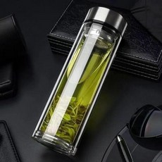 유리텀블러 강화유리 이중유리컵 내구성 티컵, 302ml 2중 실버, 302ml 2중 실버, 1개, 1L