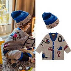 자동차 가디건 + 비니 세트