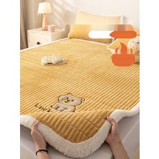 [포근한 플란넬] 겨울토퍼 두꺼운 토퍼패드 우유토퍼, 3. 고양이 파랑, 90x200cm 매트리스커버