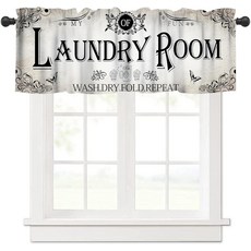 AAVEUP 주방 밸런스 커튼 빈티지 컨트리 과일 및 채소 나비 토마토 플라워 나이프 & 포크 커틀러리 밸런스 쇼트 패널 암막 트리트먼트 드레이프 다이닝 홀 거실용 137.2, 세탁-33