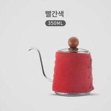 드립포트 커피 주전자 가정용 핸드 드립 스테인레스, 로즈레드 350ml, 1개, 1L