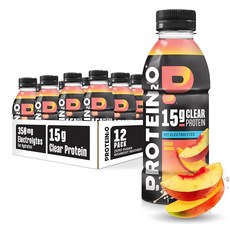 Protein2o 수화 - 2-in-1 액체 투명 유청 단백질 분리 및 전해질 15g 단백질 B5, Peach Mango, 16.9 Fl Oz (Pack of 12)