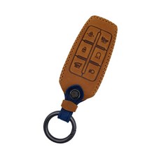 제네시스 6버튼 (호환) 가죽 스마트키케이스, 브라운, 1개