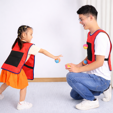 어린이 야외 놀이용 벨크로 공 던지기 타겟 조끼 게임 세트, 1세트, 레드