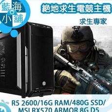 PUBG絕地求生系列電競主機 求生專家套裝 (R5 2600/480G SSD/RX570 ARMOR) 暢玩遊戲
