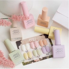 Jello Jello 凝膠指甲油 6入, Warmporcelain+Blooming pink+Pale coral+Begin yellow+Green bud+Antique lilac, 1組